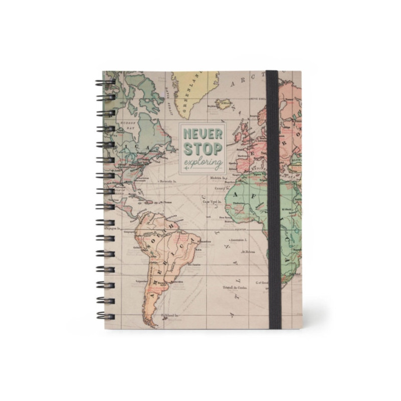 CAHIER A SPIRALE TO TRAVEL IS TO LIVE LIGNE LARGE A5
