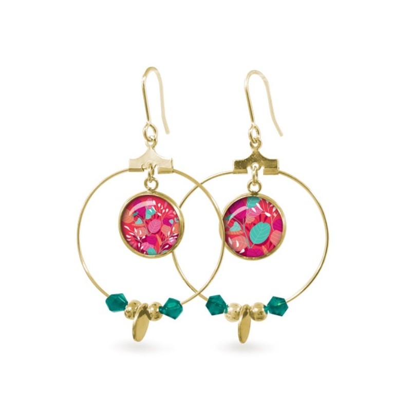 LES PARISIENNES BOUCLES D OREILLES RITA ACIER CHIRURGICAL OR – EUCALYPTUS