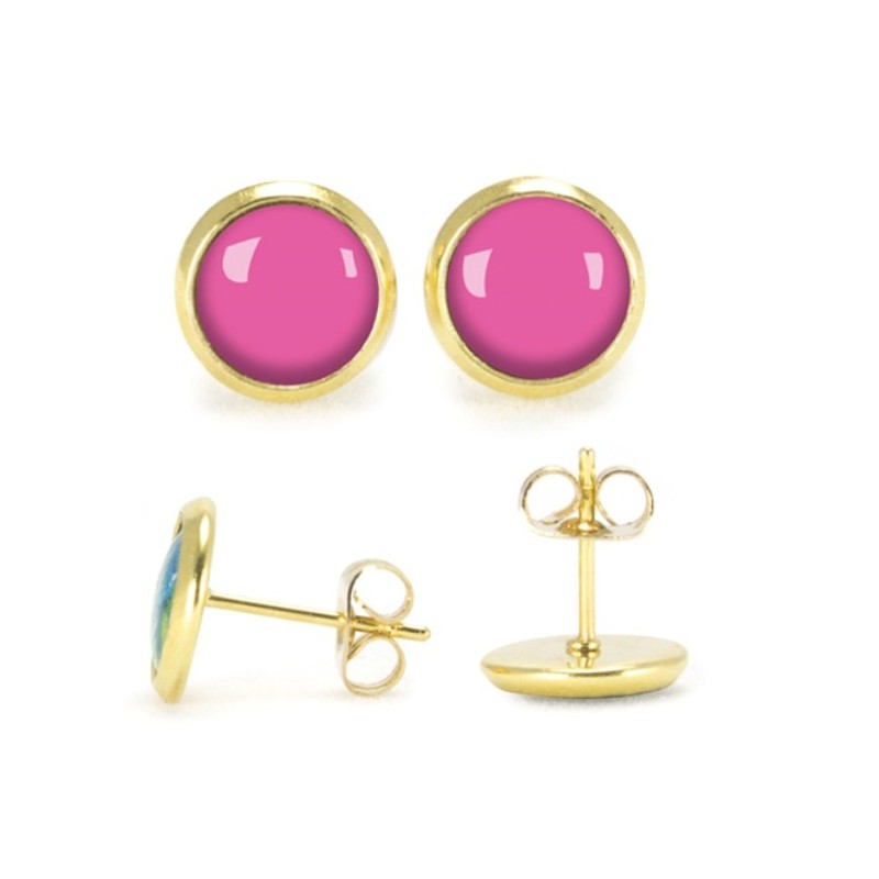 LES PARISIENNES BOUCLES D OREILLES PUCES ACIER CHIRURGICAL OR - BUBBLEGUM