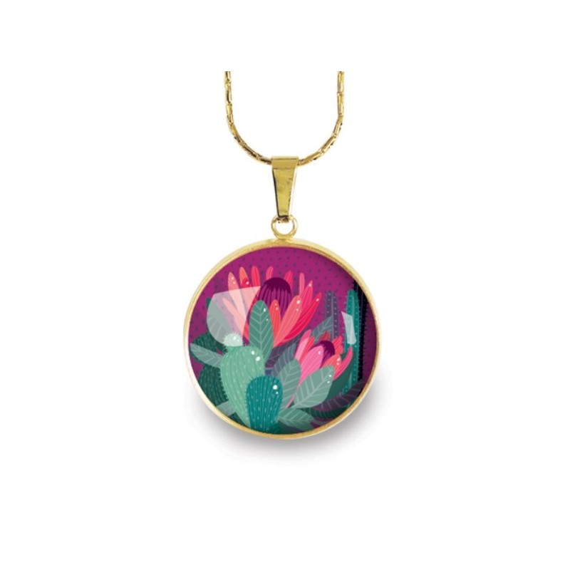 LES PARISIENNES COLLIER ACIER CHIRURGICAL OR – CACTUS