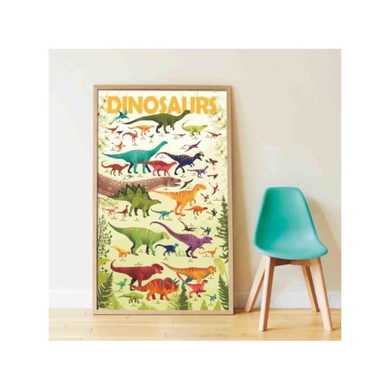POSTER GEANT DISCOVERY DINOSAURES + 32 STICKERS