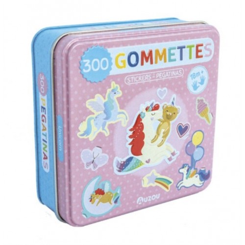 BOITE DE GOMMETTES METAL - LES LICORNES