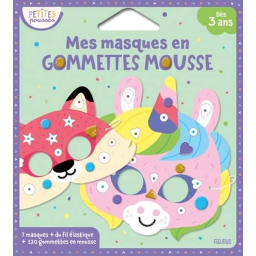 MES MASQUES EN GOMMETTES MOUSSE - ANIMAUX