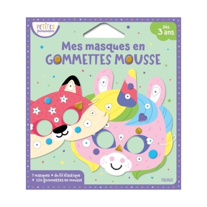 MES MASQUES EN GOMMETTES MOUSSE - ANIMAUX
