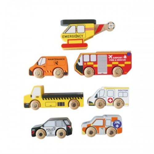 SET DE VEHICULES ET HELICOPTERE DE SAUVETAGE - 7 PIECES