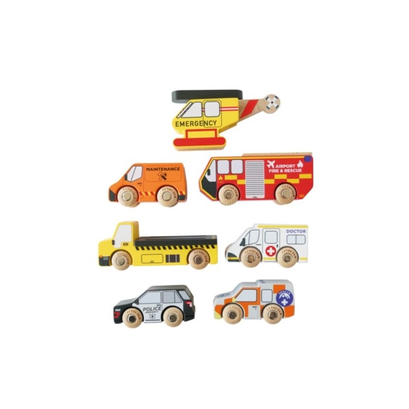 SET DE VEHICULES ET HELICOPTERE DE SAUVETAGE - 7 PIECES