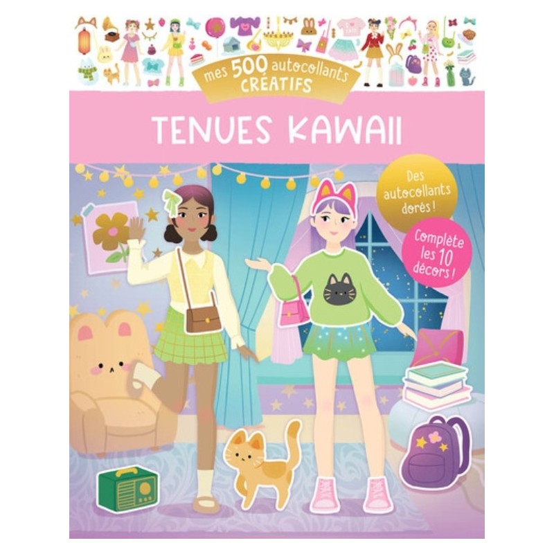 MES 500 AUTOCOLLANTS CREATIFS - TENUES KAWAII