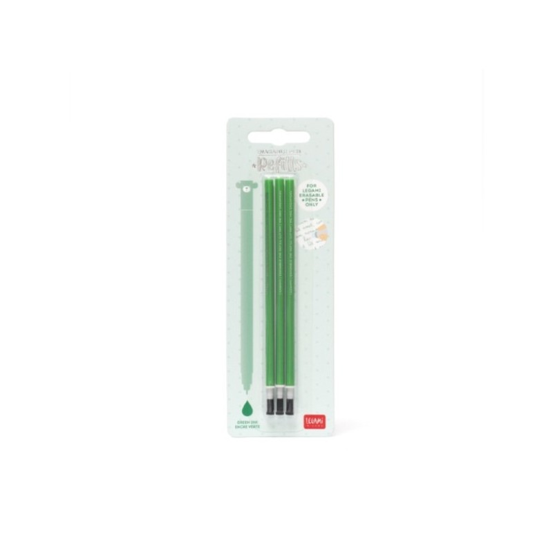 STYLO A ENCRE GEL EFFACABLE - 3 RECHARGES VERT