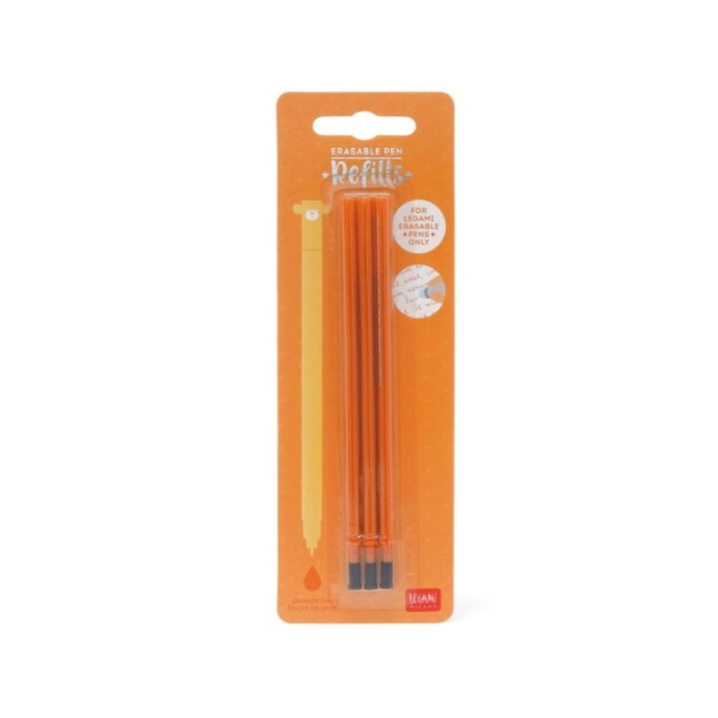 STYLO A ENCRE GEL EFFACABLE - 3 RECHARGES ORANGE