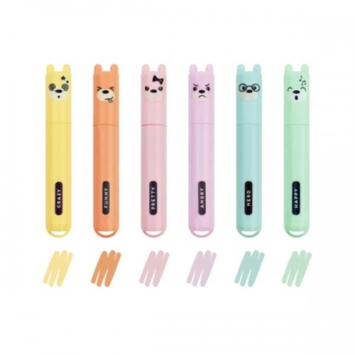 SET DE 6 MINI SURLIGNEURS TEDDY&#039;S STYLE