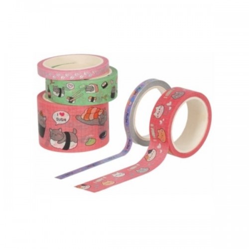 SET DE 5 RUBANS ADHESIFS EN PAPIER - TAPE BY TAPE KITTY