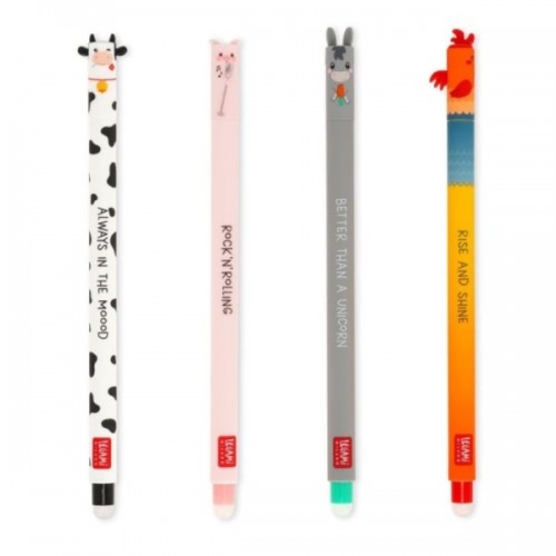 SET DE 4 STYLOS A ENCRE GEL EFFACABLE - FARM SWEET FARM