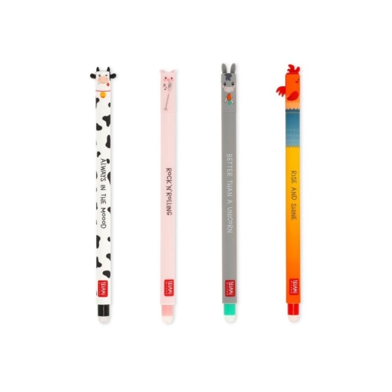 SET DE 4 STYLOS A ENCRE GEL EFFACABLE - FARM SWEET FARM