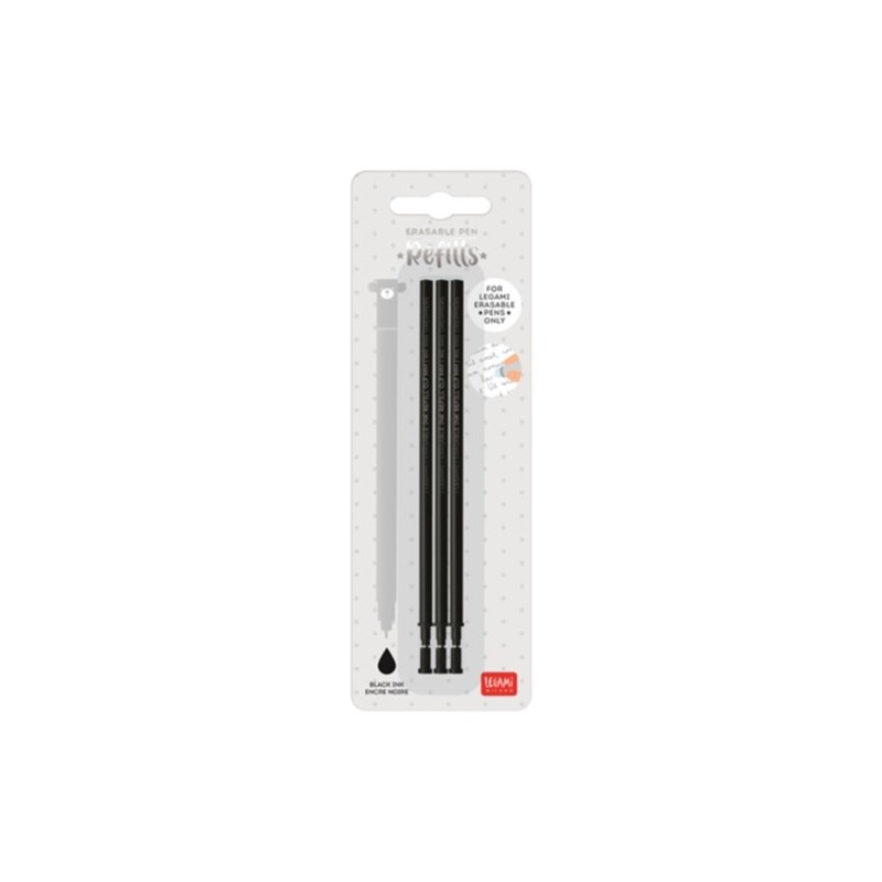 STYLO A ENCRE GEL EFFACABLE - 3 RECHARGES NOIR