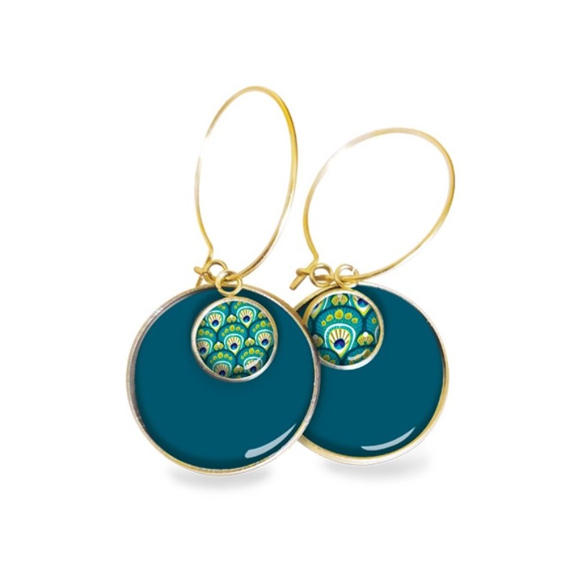 LES PARISIENNES BOUCLES D OREILLES NOMADES CREOLES ACIER CHIRURGICAL OR – PEACOCK