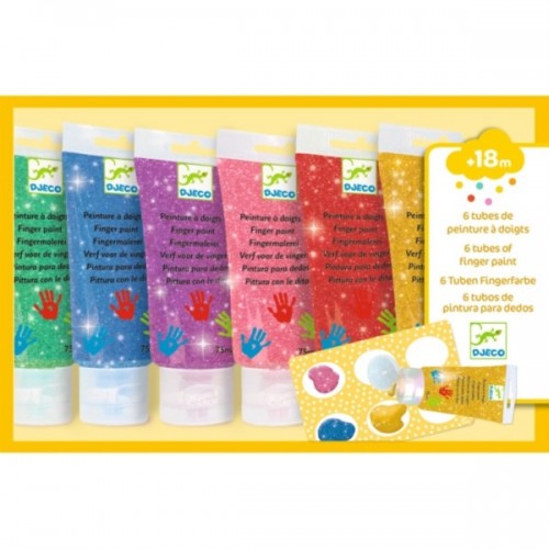 6 TUBES DE PEINTURE A DOIGTS PAILLETTES